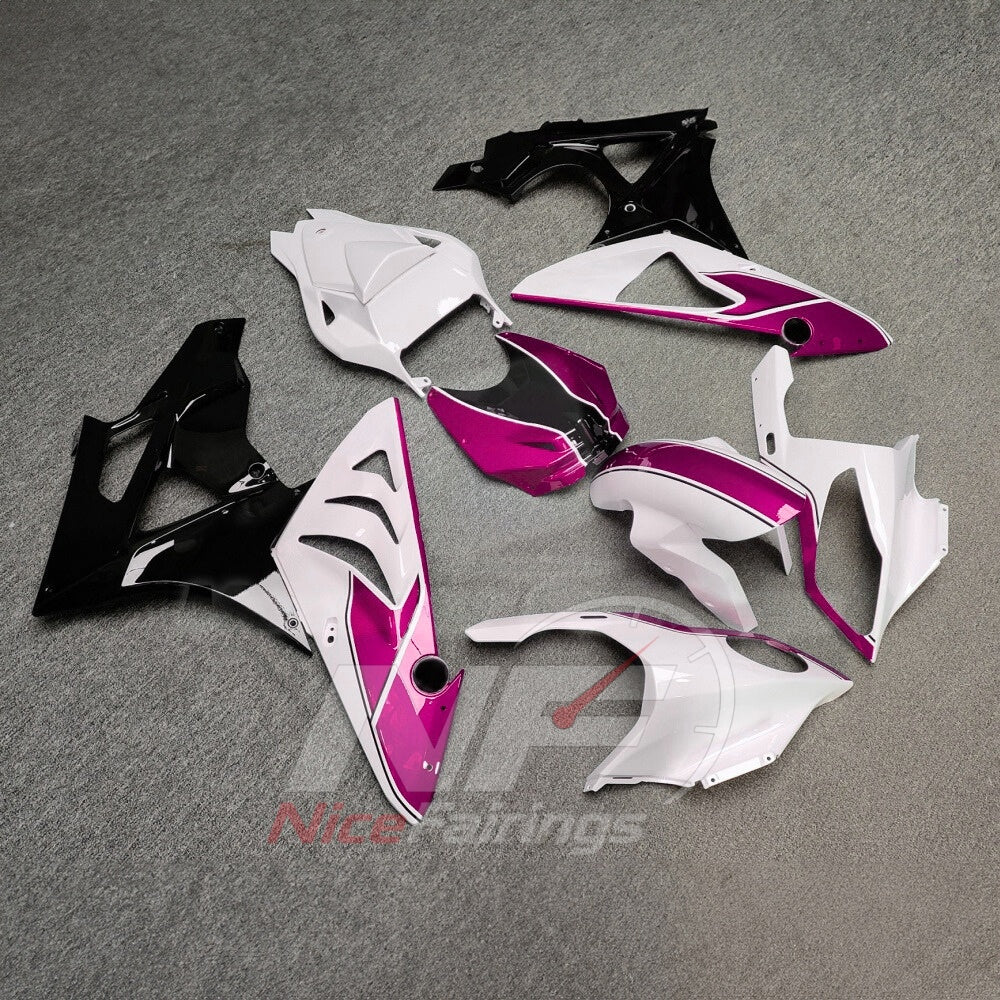 Aftermarket Fairing Kit Fits 2009-2014 BMW S1000RR - Sportbike ABS Bodywork - White Magenta Black | NiceFairings - side angle image