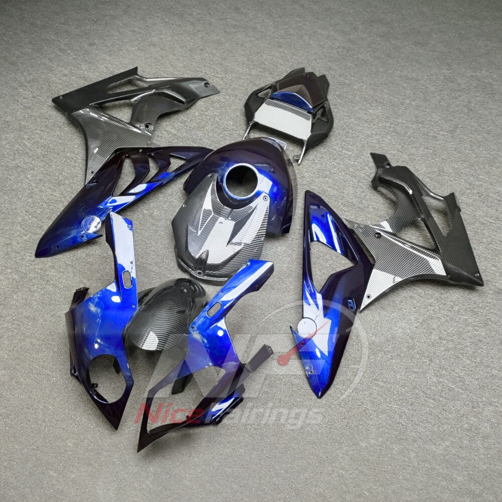 Aftermarket Fairing Kit Fits 2009-2014 BMW S1000RR - Carbon Fiber Look Bodywork - Red Green Black with Tank Cover | NiceFairings - paint design NO.6 option image
