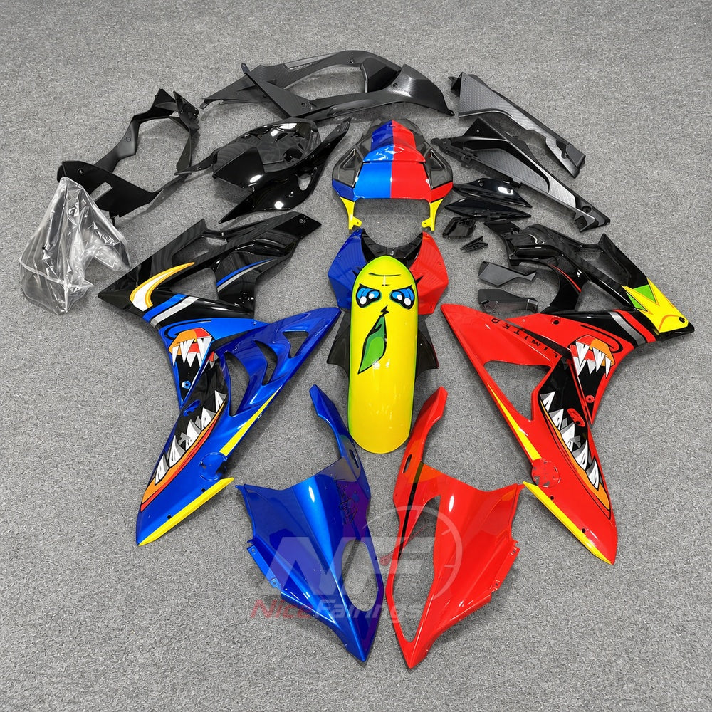 Custom Fairings Fit 2009-2014 BMW S1000RR - ABS Plastic Carbon Fiber Look - Red Blue Yellow | NiceFairings - main product image