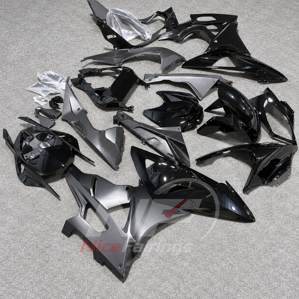 Custom Fairings Fit 2009-2014 BMW S1000RR - Replacement ABS Plastic - Black Silver | NiceFairings - front angle image
