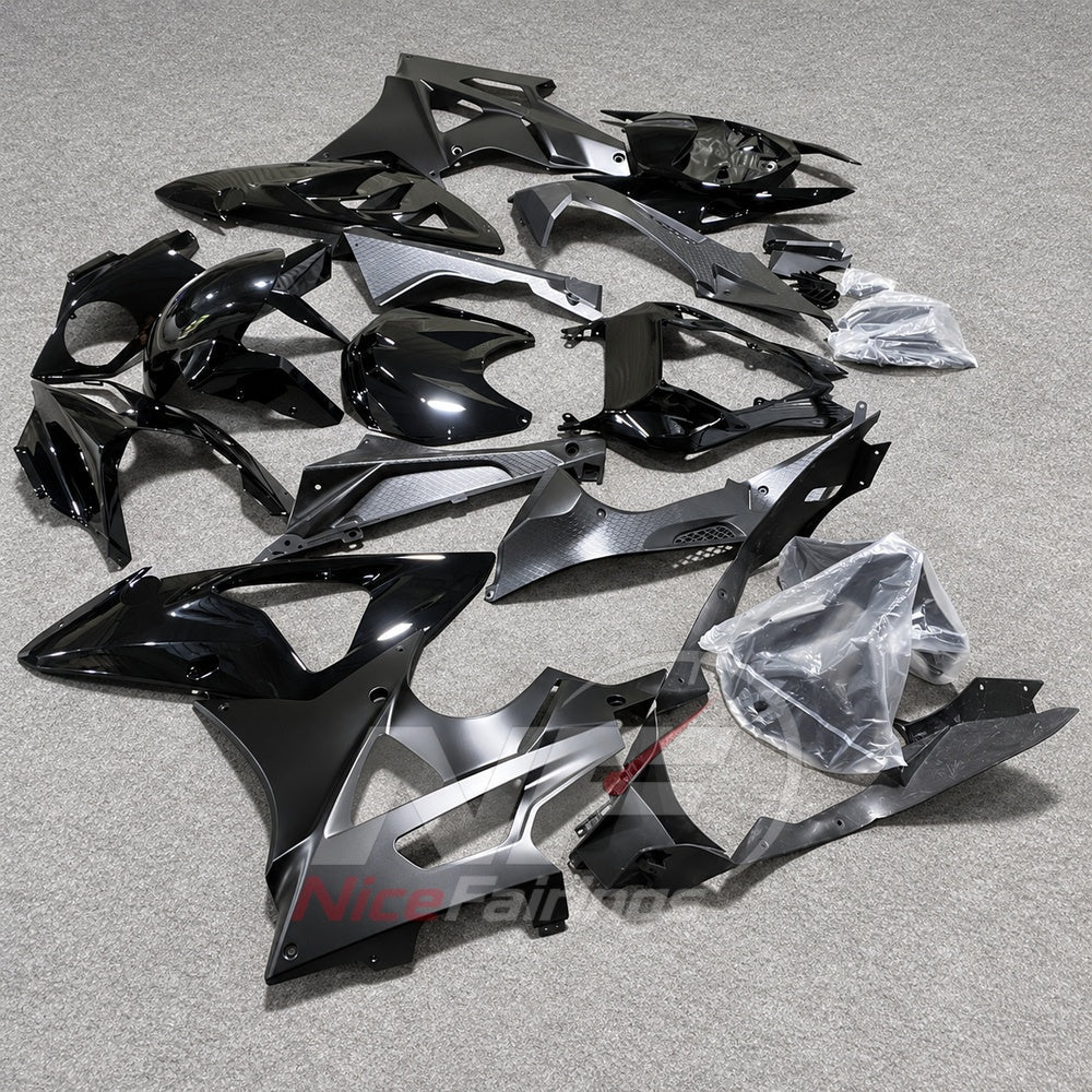 Custom Fairings Fit 2009-2014 BMW S1000RR - Replacement ABS Plastic - Black Silver | NiceFairings - side angle image