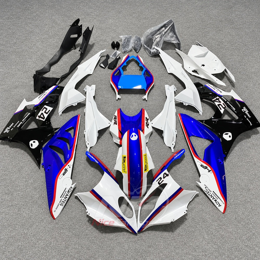 Fairing Kit Fits 2009-2014 BMW S1000RR - ABS Plastic Bodywork - White Blue Red | NiceFairings - paint design NO.8 option image