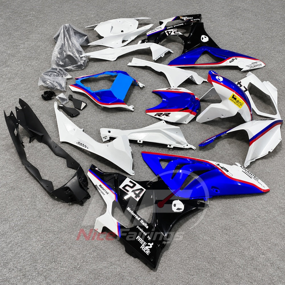 Replacement Fairings Fit 2009-2014 BMW S1000RR - ABS Plastic Fairings - Blue Red White | NiceFairings - side angle image