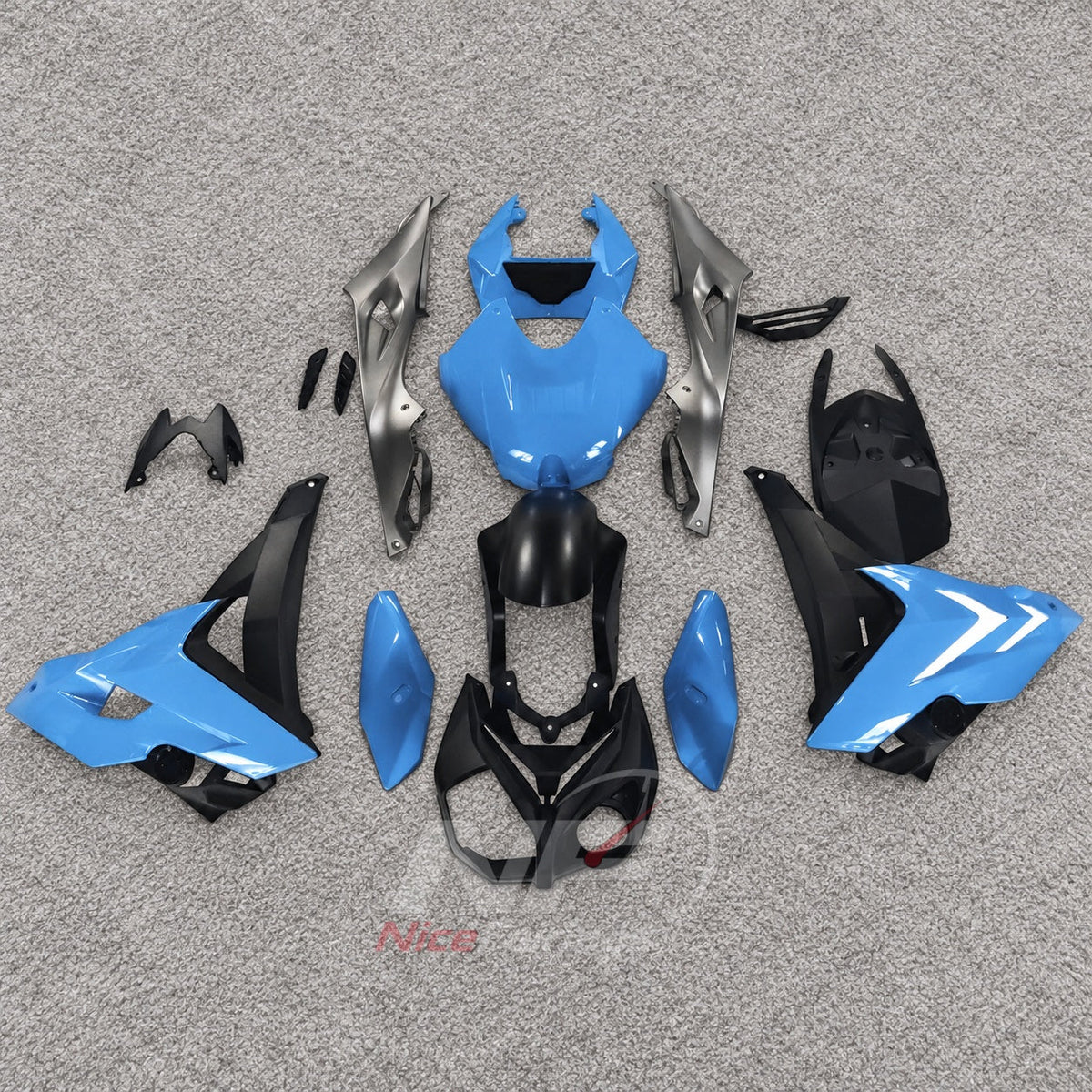 Replacement Fairings Fit 2014-2016 BMW S1000R - Custom-Painted ABS Bodywork - Black Silver | NiceFairings - paint design NO.8 option image