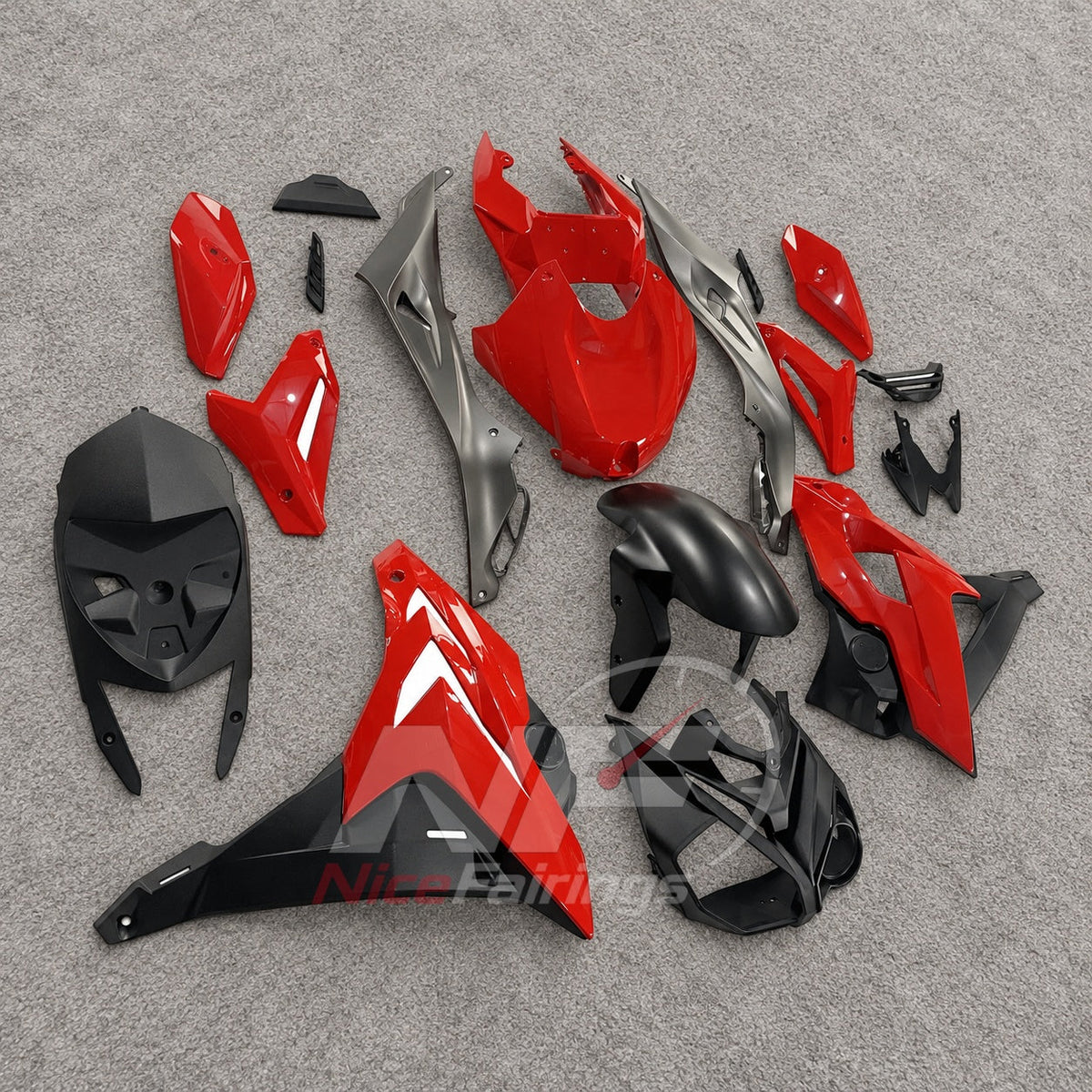 Aftermarket Fairing Kit Fits 2014-2016 BMW S1000R - Sportbike ABS Bodywork - Red Silver Black | NiceFairings - front angle image
