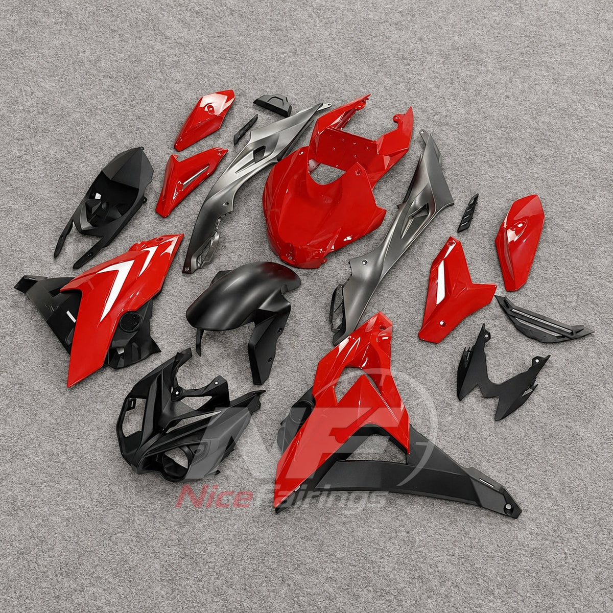 Aftermarket Fairing Kit Fits 2014-2016 BMW S1000R - Sportbike ABS Bodywork - Red Silver Black | NiceFairings - side angle image