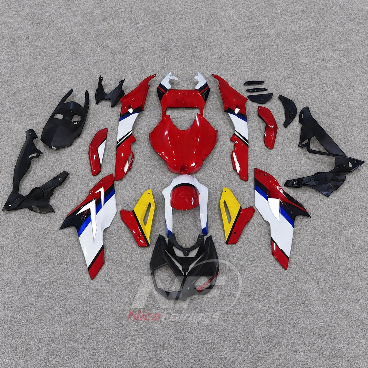 Sportbike Fairing Kit Fits 2014-2016 BMW S1000R - Aftermarket ABS Panels - Silver White Neon Yellow | NiceFairings - paint design NO.8 option image