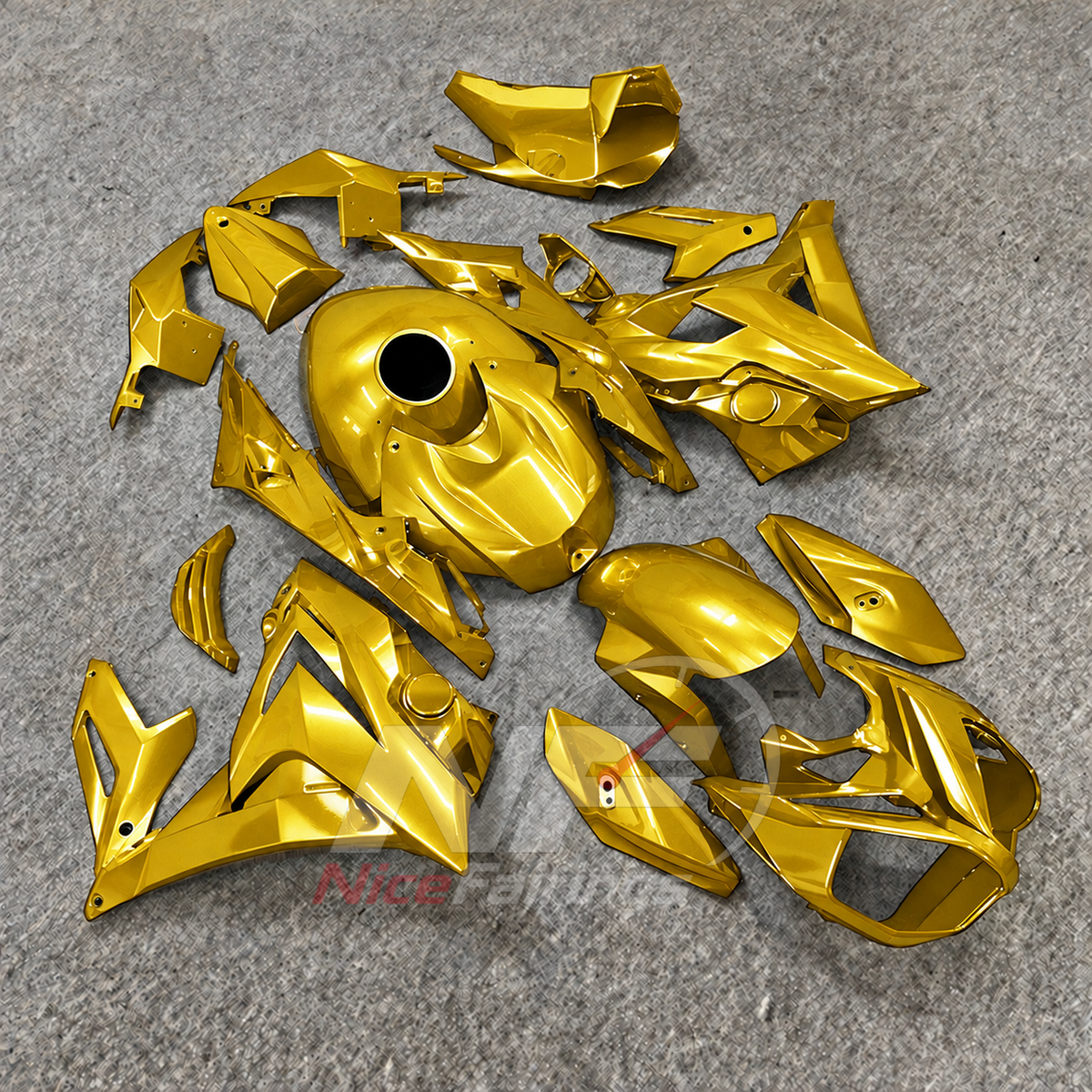 Aftermarket Fairing Kit Fits 2014-2016 BMW S1000R - ABS Plastic Bodywork - Gold with Tank Cover | NiceFairings - side angle image