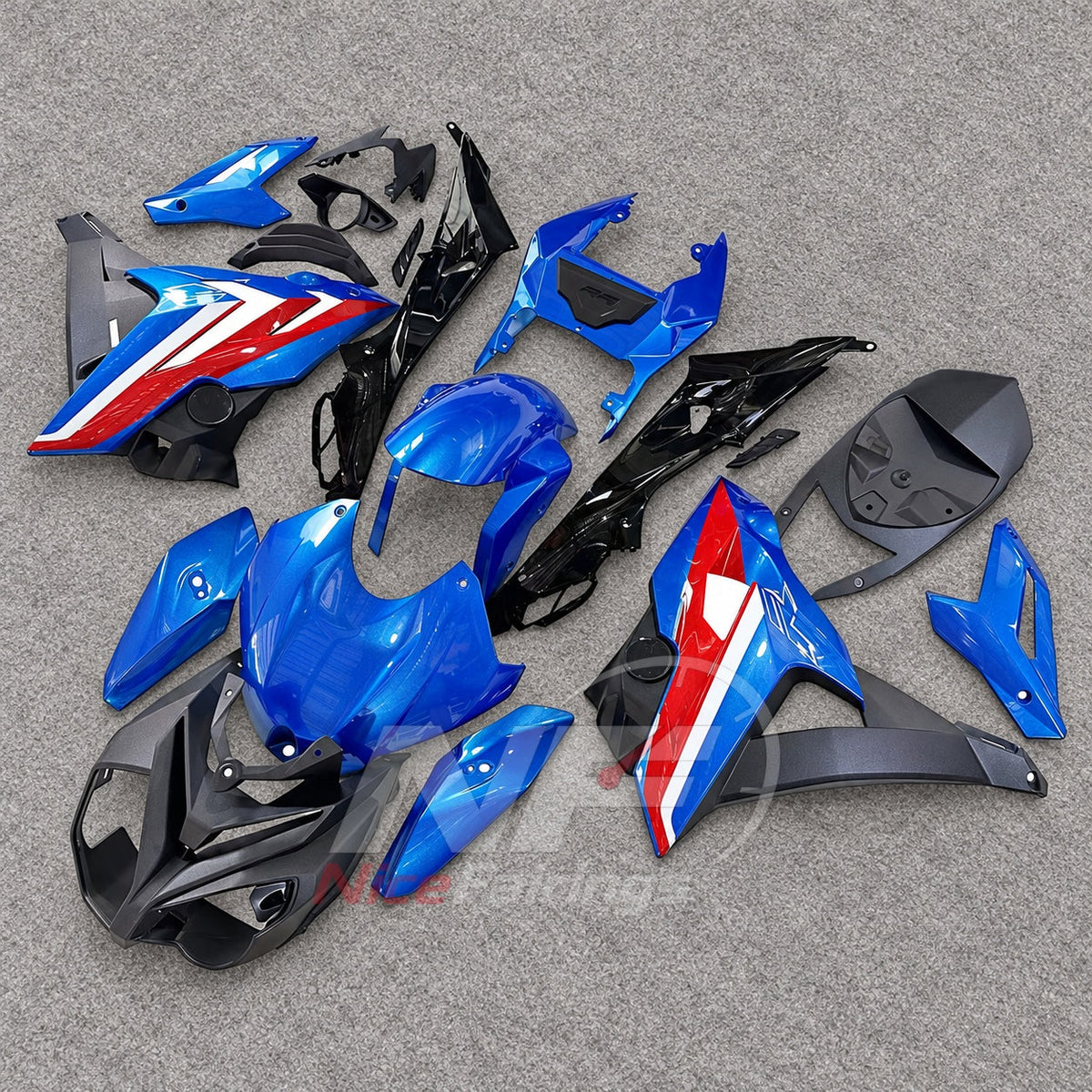 Custom Fairings Fit 2014-2016 BMW S1000R - ABS Fairing Panels - Blue White Red | NiceFairings - side angle image
