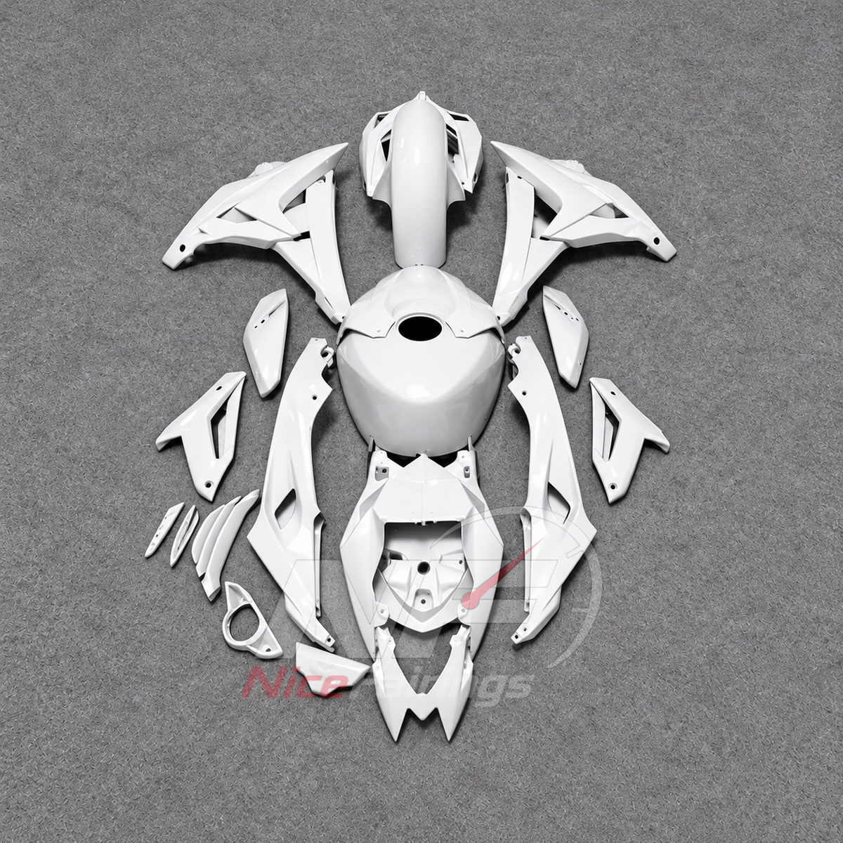 Motorcycle Fairing Kit Fits 2014-2016 BMW S1000R - Custom-Painted ABS Bodywork - White with Tank Cover | NiceFairings - front angle image