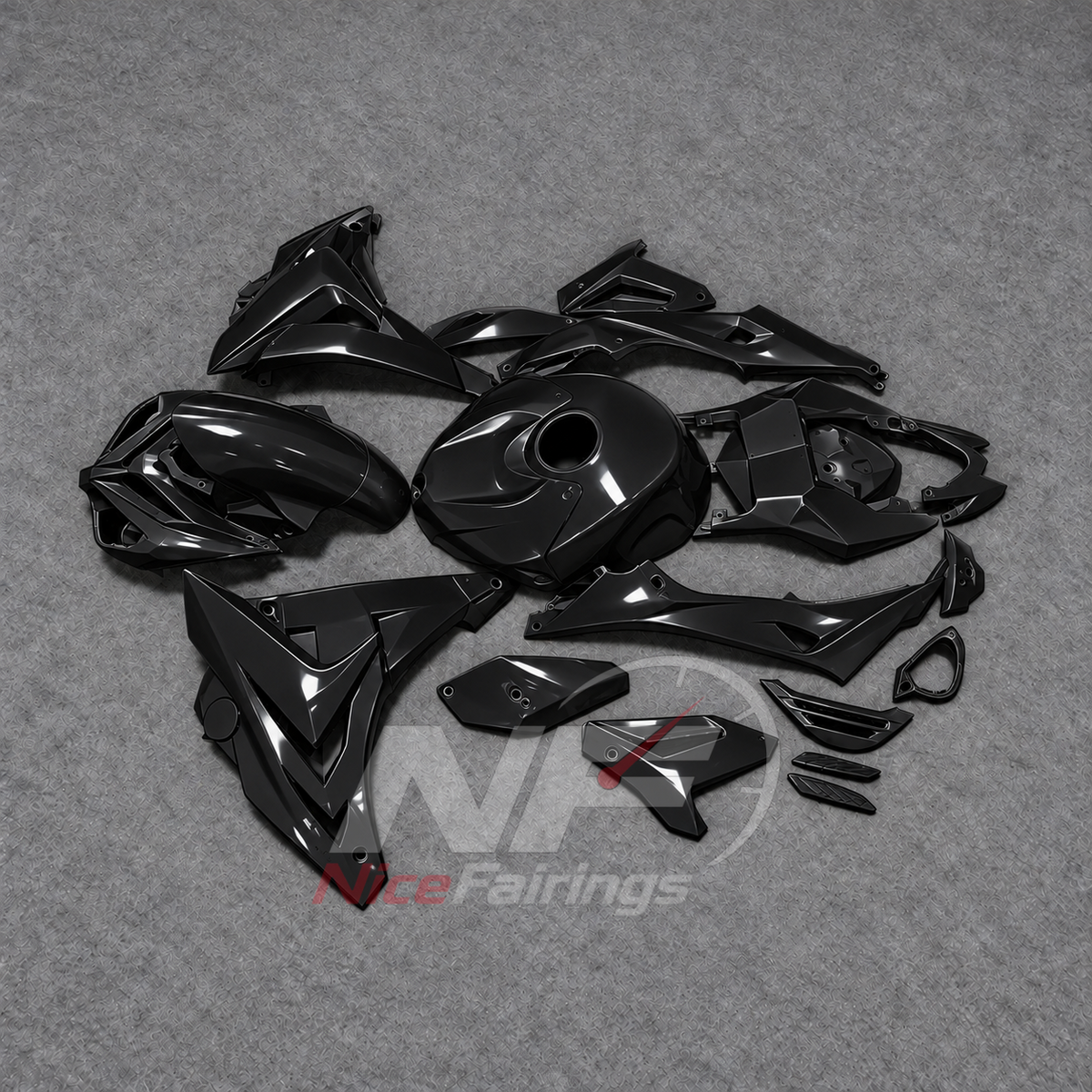 Custom Fairings Fit 2014-2016 BMW S1000R - Sportbike ABS Bodywork - Gloss Black with Tank Cover | NiceFairings - side angle image