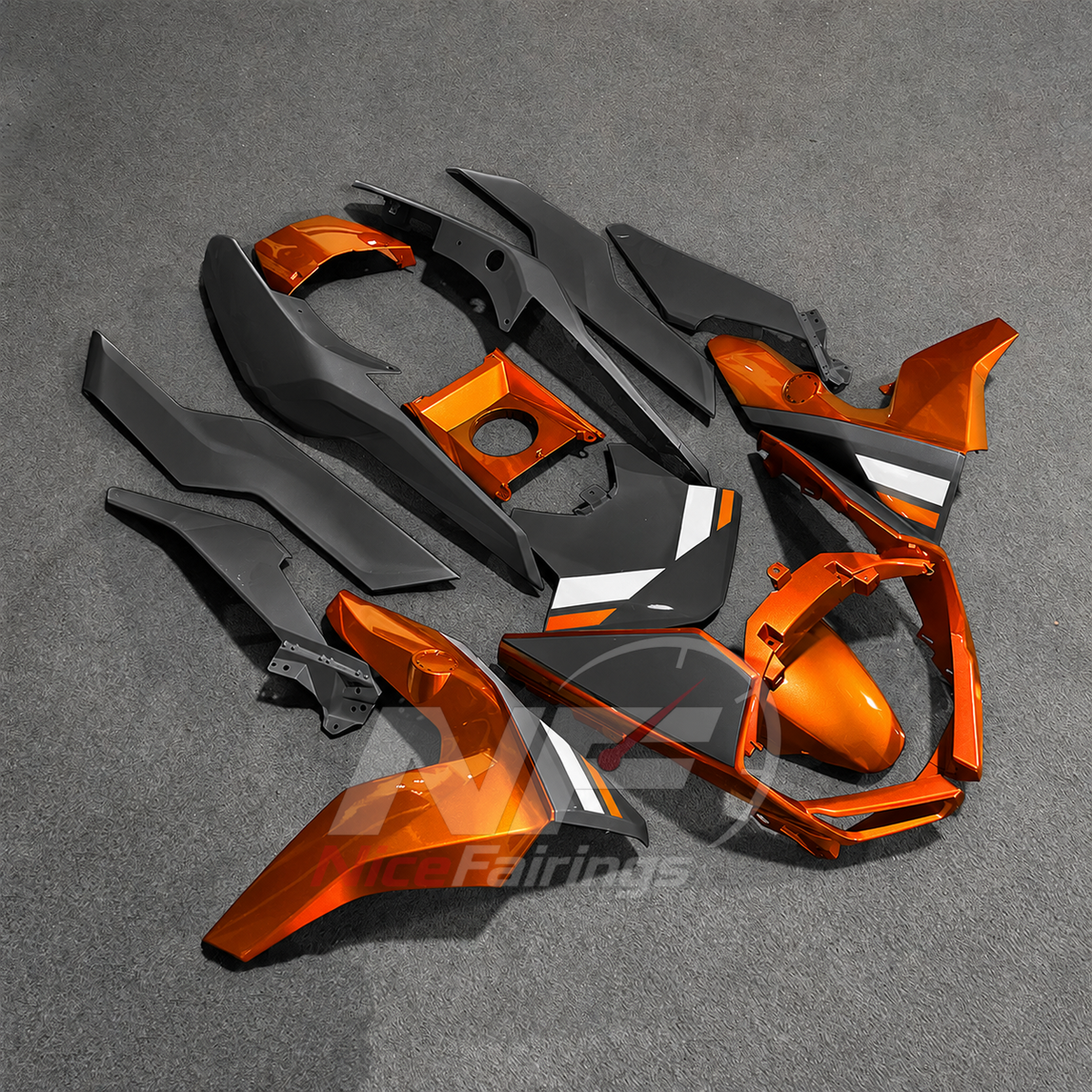 Aftermarket Fairing Kit Fits 2019-2025 BMW C400GT - Injection-Molded ABS Plastic - Orange Gray | NiceFairings - front angle image