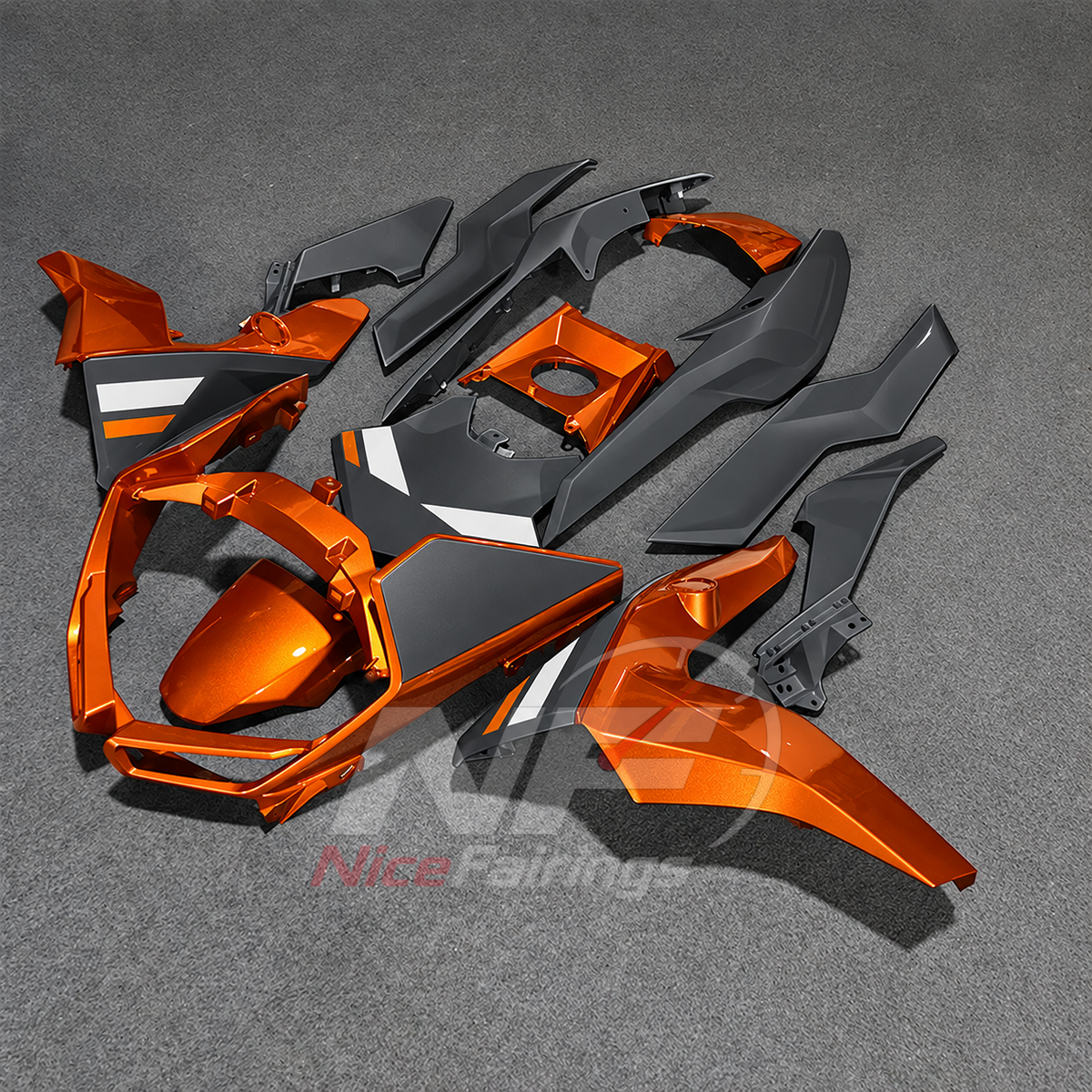 Aftermarket Fairing Kit Fits 2019-2025 BMW C400GT - Injection-Molded ABS Plastic - Orange Gray | NiceFairings - side angle image