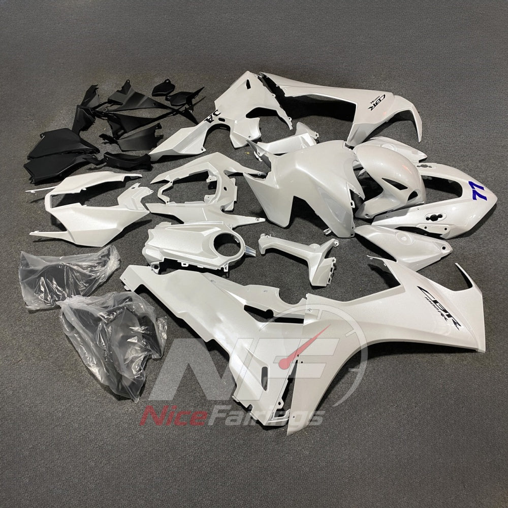 Replacement White Injection-Molded Cowling Set Fits HONDA CBR1000RR 2017-2020 | NiceFairings - front angle image