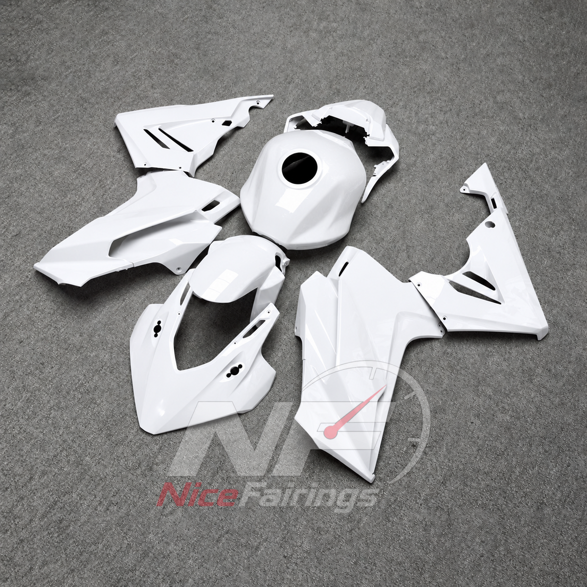 ABS Injection Fairing Kit Fits HONDA CBR500R 2024-2026 - White | NiceFairings - side angle image