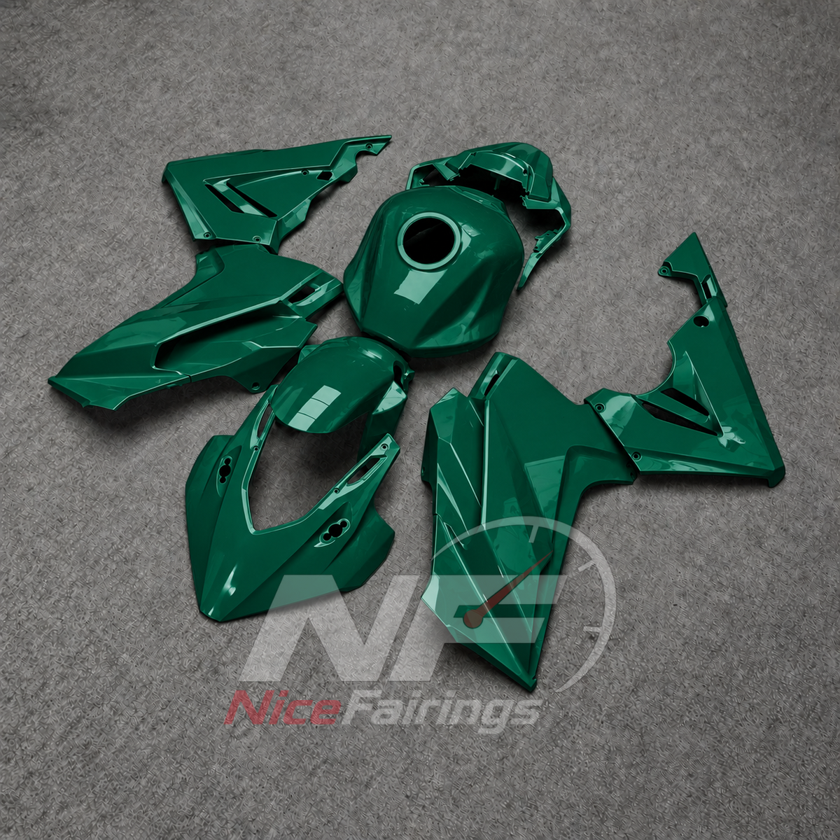Injection-Molded Fairing Kit Fits HONDA CBR500R 2024-2026 - Green | NiceFairings - side angle image