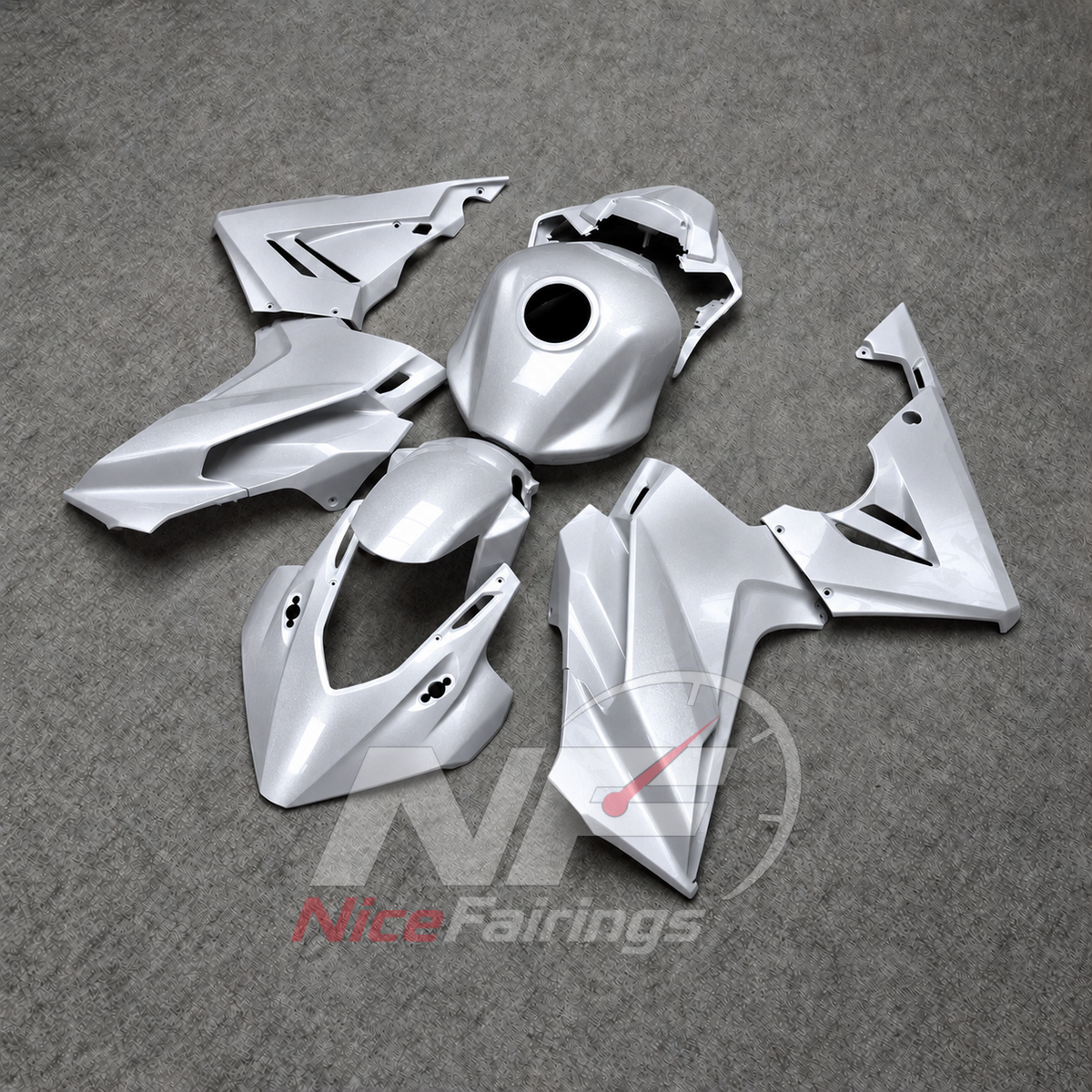 Complete ABS Cowling Set Fits HONDA CBR500R 2024-2026 - Silver | NiceFairings - side angle image