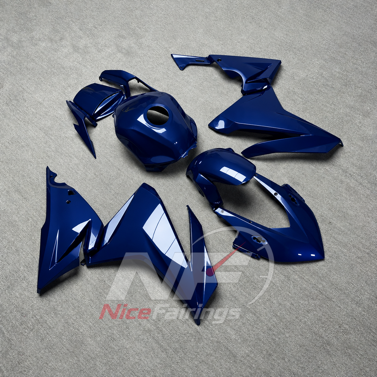 Complete ABS Cowling Set Fits HONDA CBR500R 2022-2023 - Dark Blue | NiceFairings - side angle image