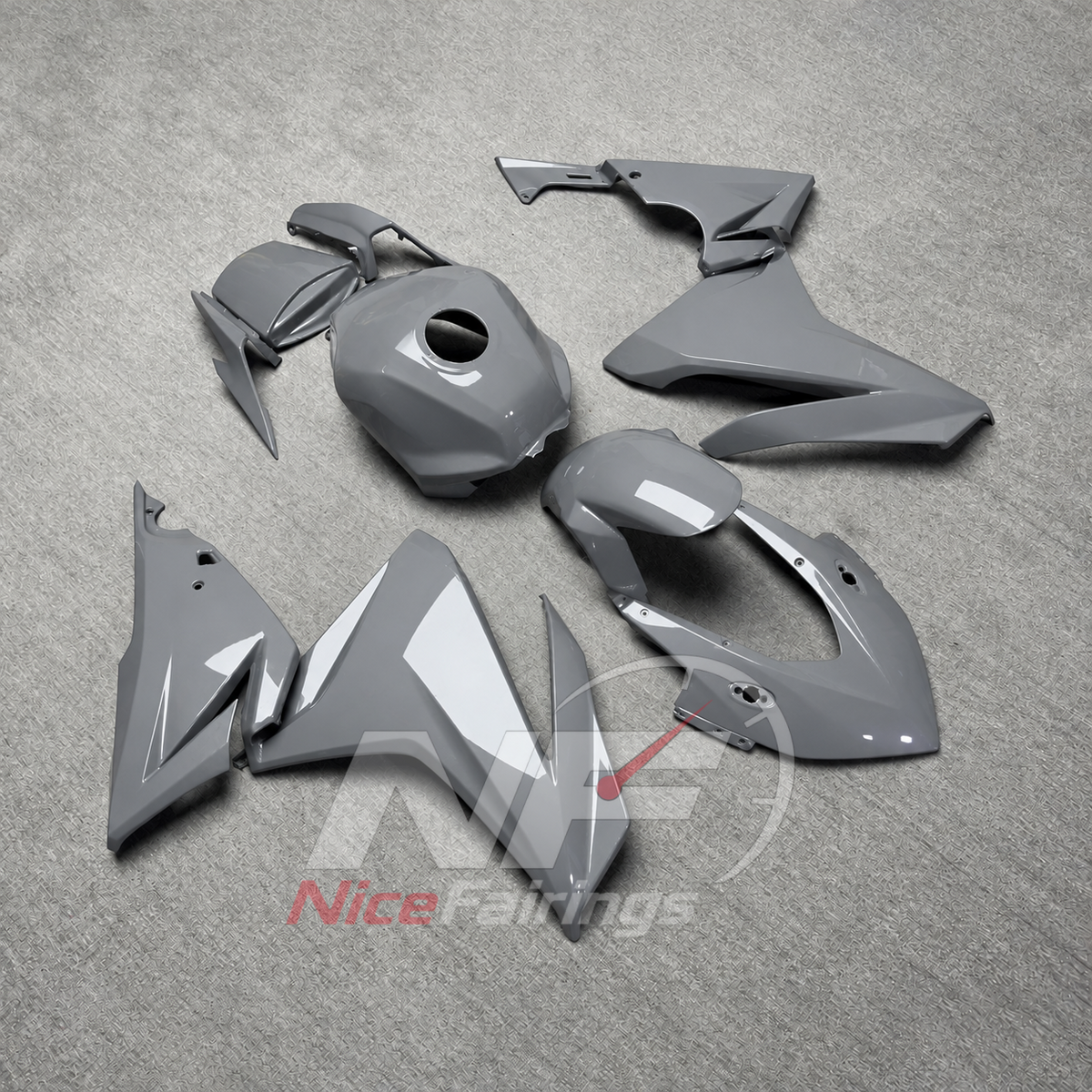 ABS Sportbike Fairing Kit Fits HONDA CBR500R 2022-2023 - Silver | NiceFairings - front angle image