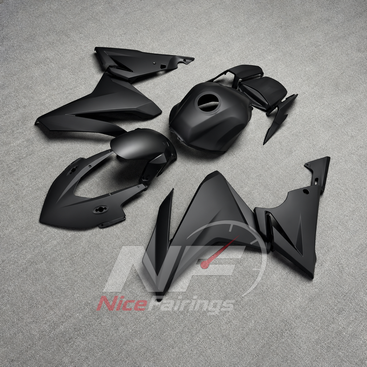 Injection-Molded ABS Bodywork Kit Fits HONDA CBR500R 2022-2023 - Matte Black | NiceFairings - front angle image