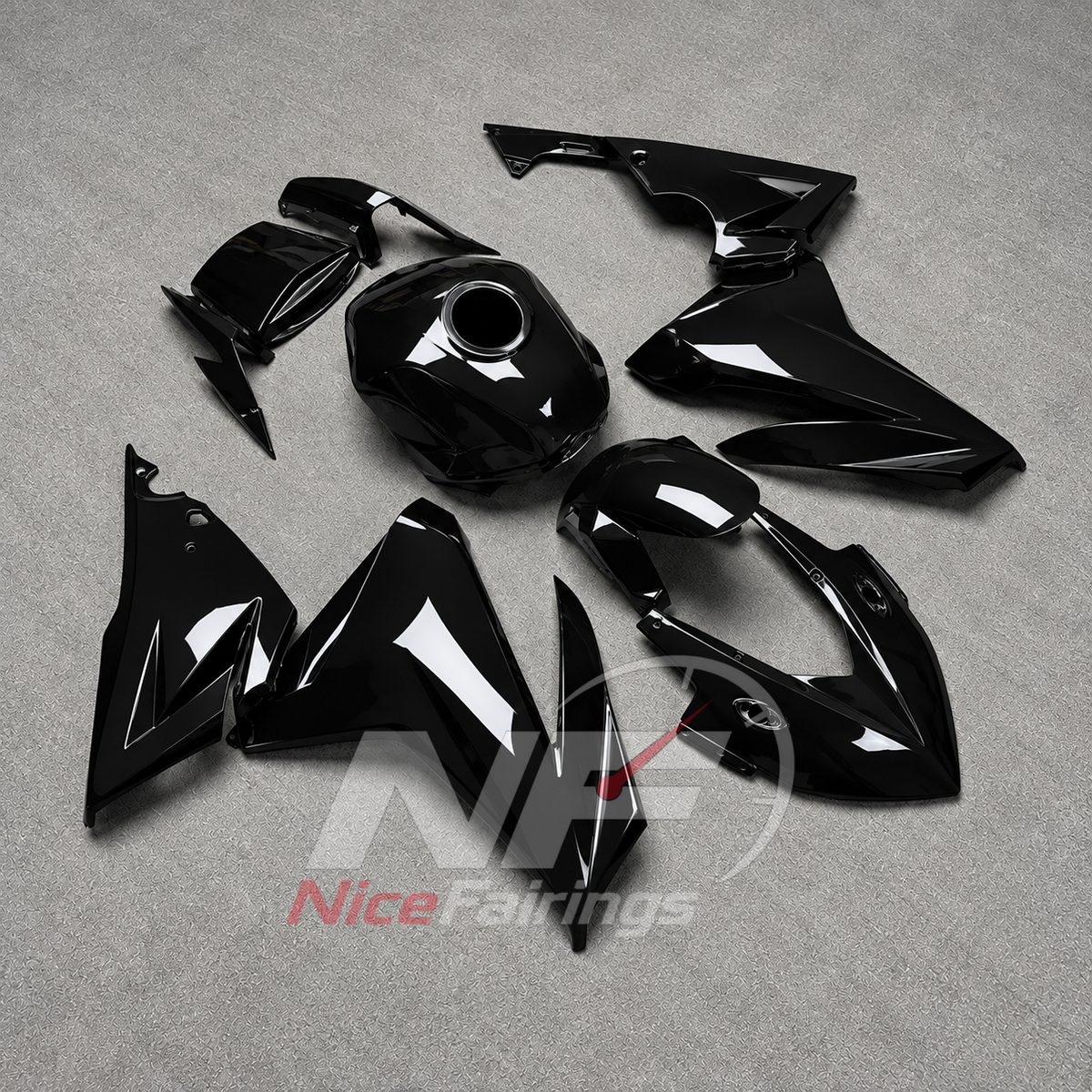 ABS Replacement Fairing Set Fits HONDA CBR500R 2022-2023 - Gloss Black | NiceFairings - front angle image