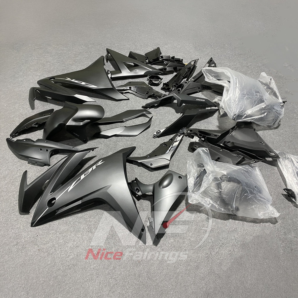 ABS Injection Fairing Kit Fits HONDA CBR500R 2016-2018 - Gunmetal | NiceFairings - front angle image