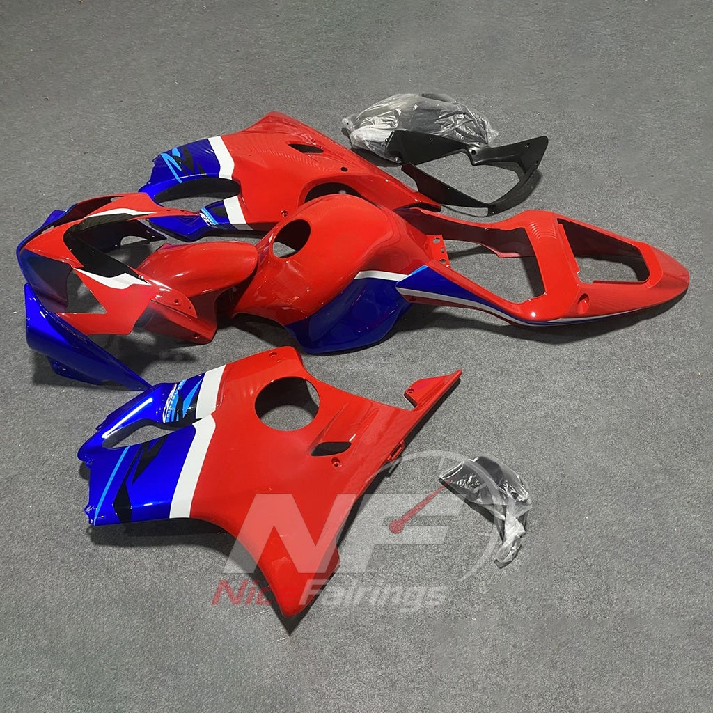 Sportbike Fairing Kit Fits 2001-2003 HONDA CBR600 F4i - ABS Plastic - Red Blue White | NiceFairings - front angle image