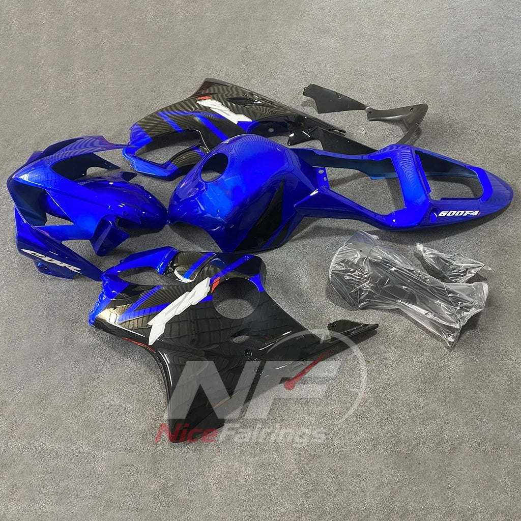 Replacement Fairings Fit 2001-2003 HONDA CBR600 F4i - ABS Plastic - Blue Black | NiceFairings - side angle image