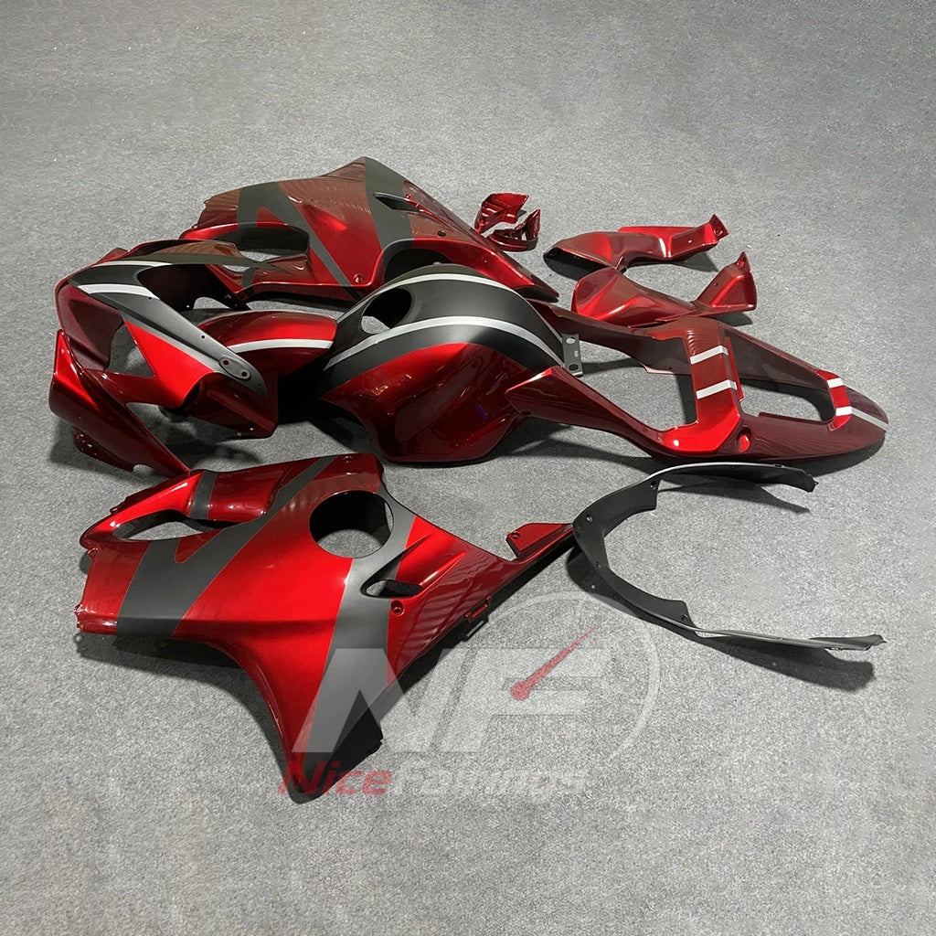 ABS Plastic Fairing Kit Fits 2001-2003 HONDA CBR600 F4i - ABS Plastic - Red Silver | NiceFairings - side angle image