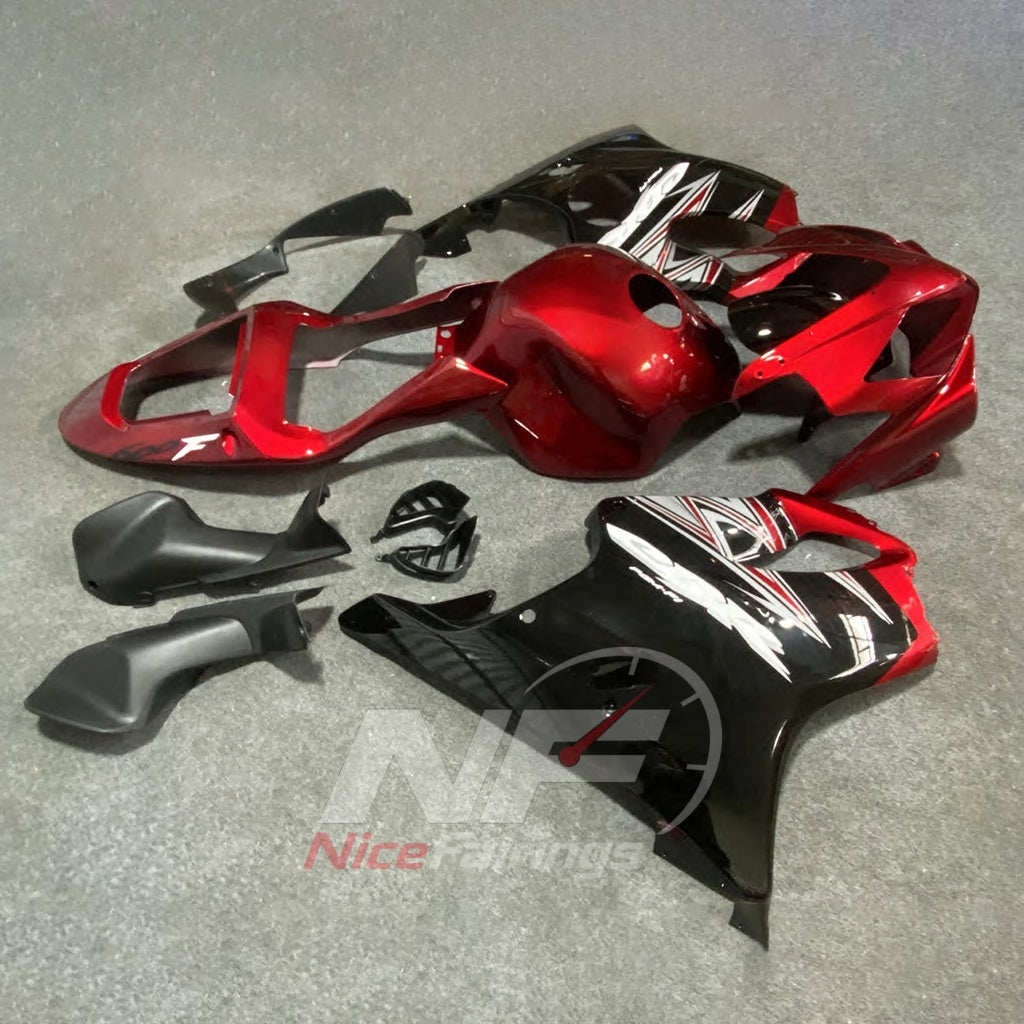 Fairing Kit Fits 2001-2003 HONDA CBR600 F4i - ABS Plastic - Red Black Silver | NiceFairings - side angle image