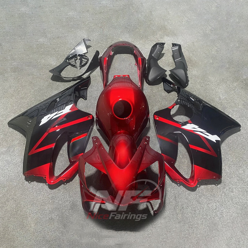 Sportbike Fairing Kit Fits 2004-2007 HONDA CBR600 F4i - ABS Plastic - Turquoise Black | NiceFairings - paint design NO.7 option image