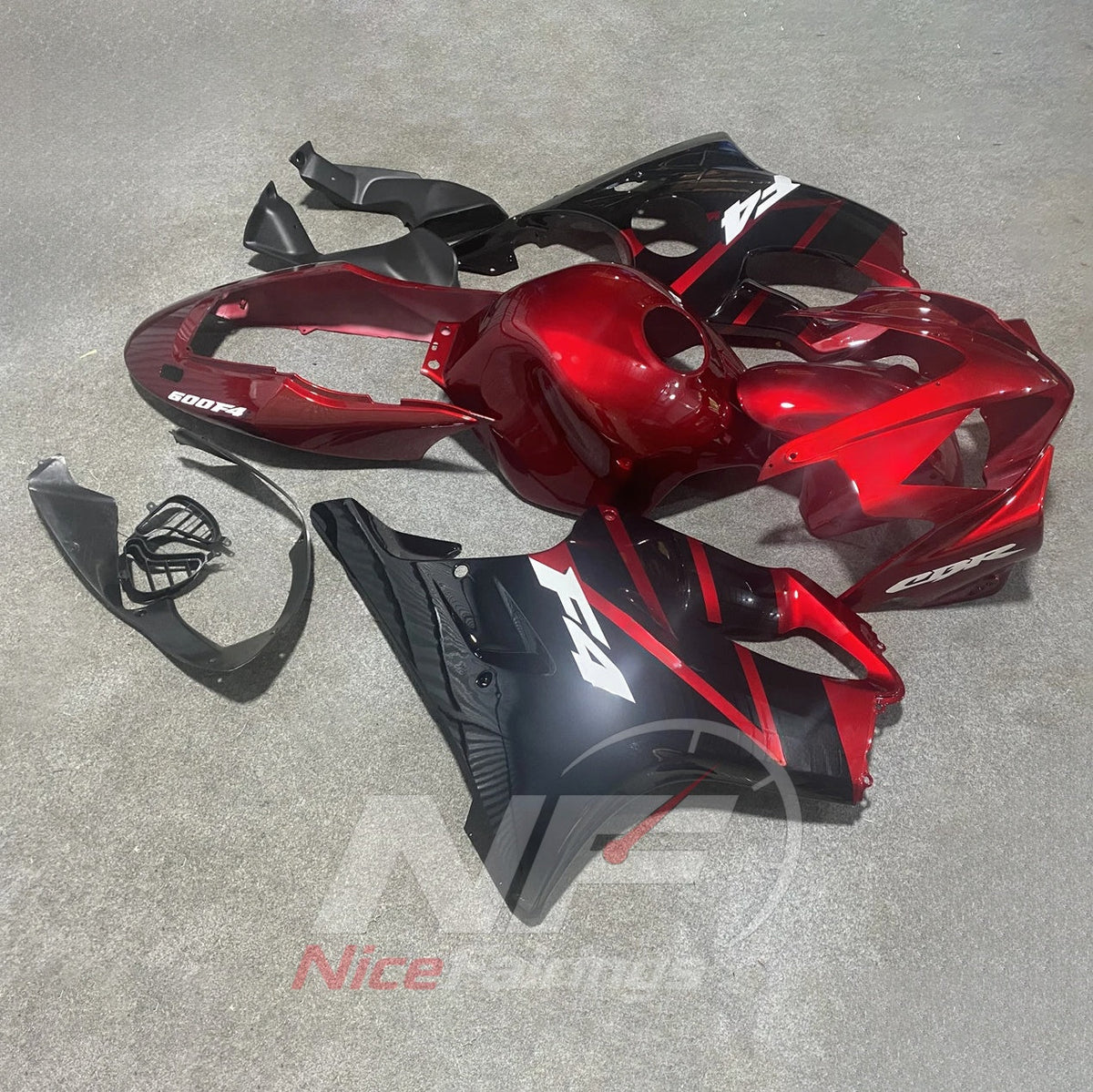 Sportbike Fairing Kit Fits 2004-2007 HONDA CBR600 F4i - ABS Plastic - Red Black | NiceFairings - front angle image