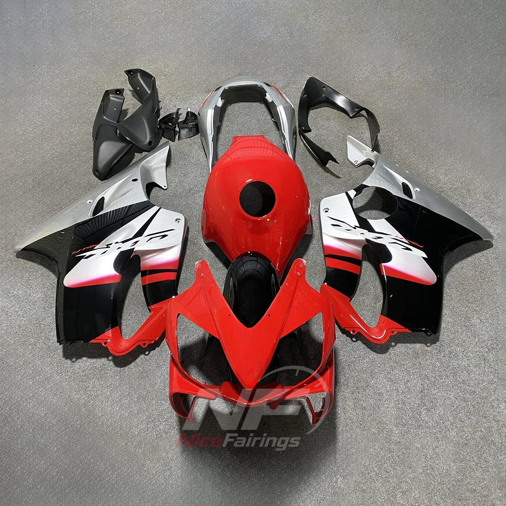 Replacement Fairings Fit 2004-2007 HONDA CBR600 F4i - ABS Plastic - Red Black Silver | NiceFairings - paint design NO.4 option image