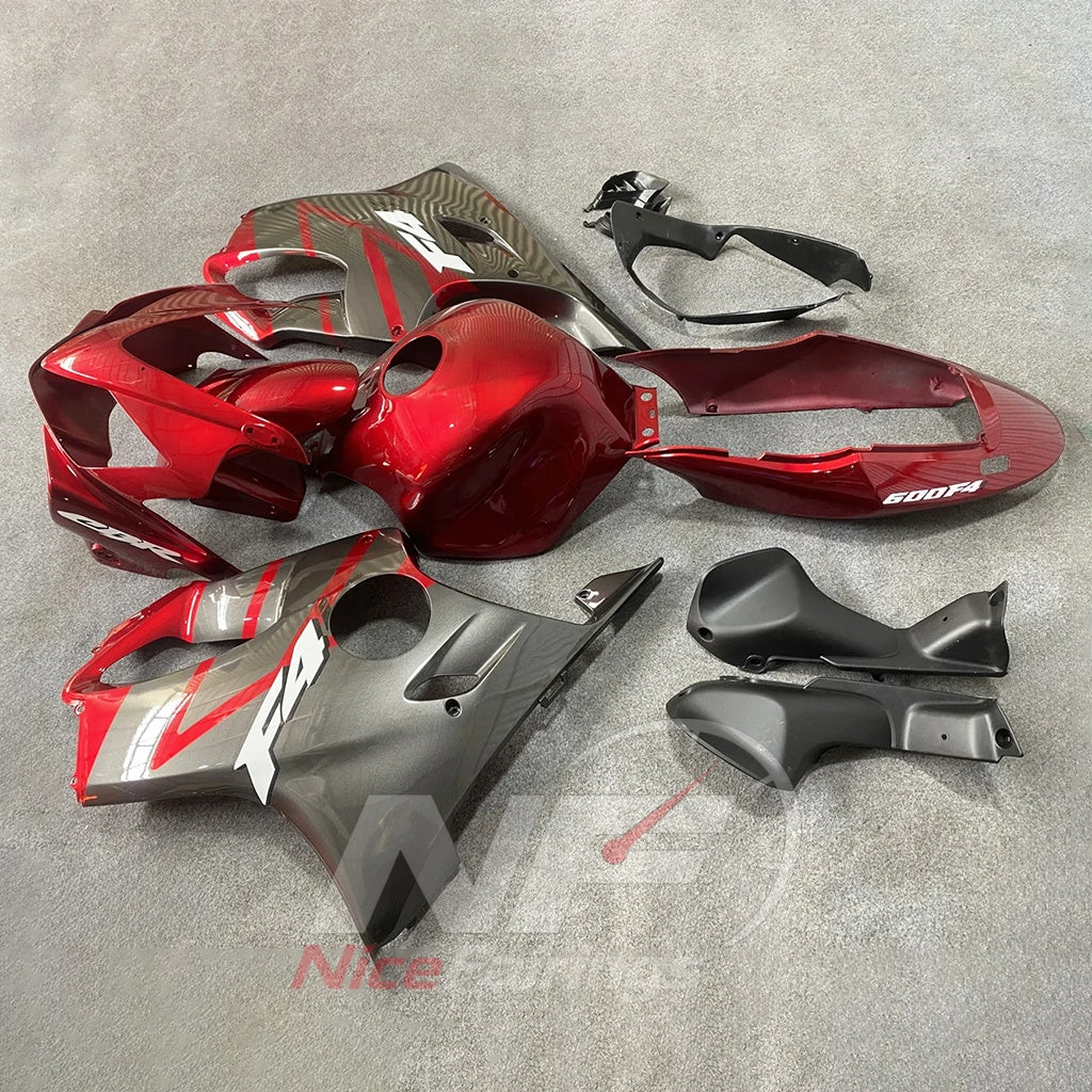 Fairing Kit Fits 2004-2007 HONDA CBR600 F4i - ABS Plastic - Red Silver Gray | NiceFairings - front angle image