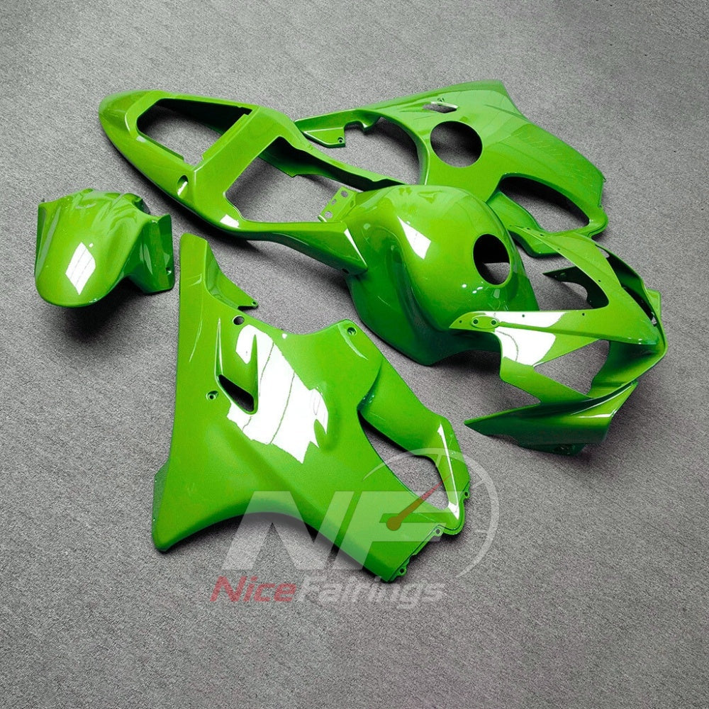 Fairings Kit Fits 2001-2003 HONDA CBR600 F4i - ABS Plastic - Lime Green White | NiceFairings - side angle image