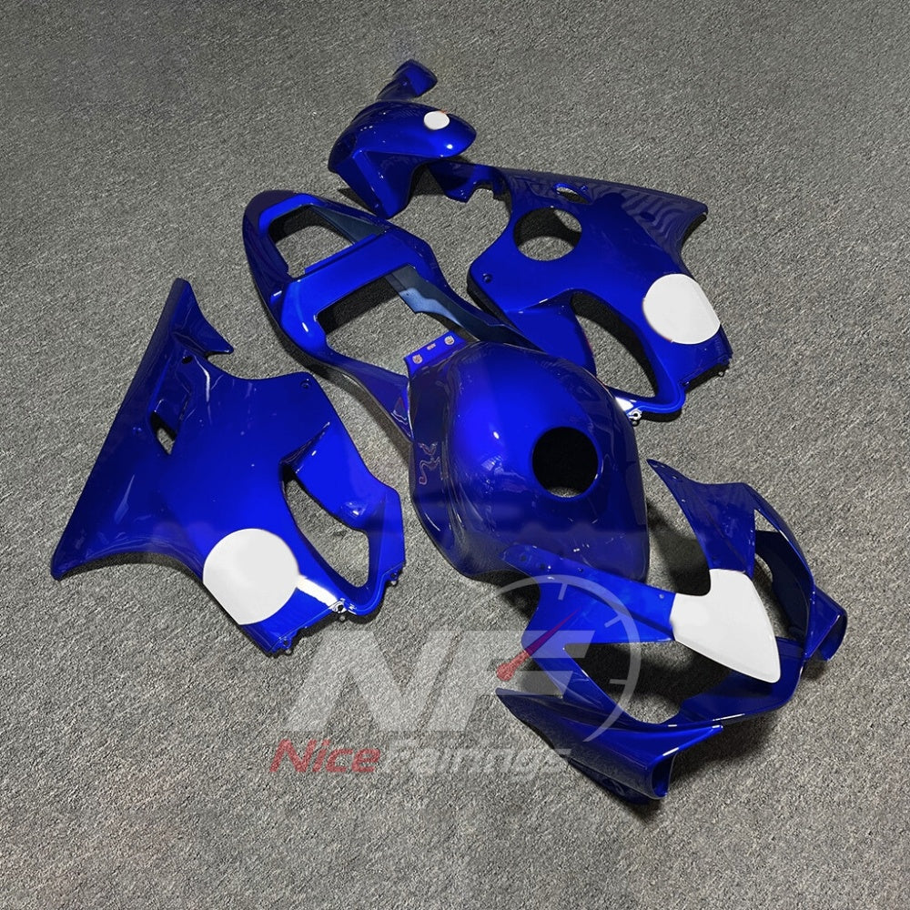 Replacement Fairings Fit 2001-2003 HONDA CBR600 F4i - ABS Plastic - Blue White | NiceFairings - side angle image