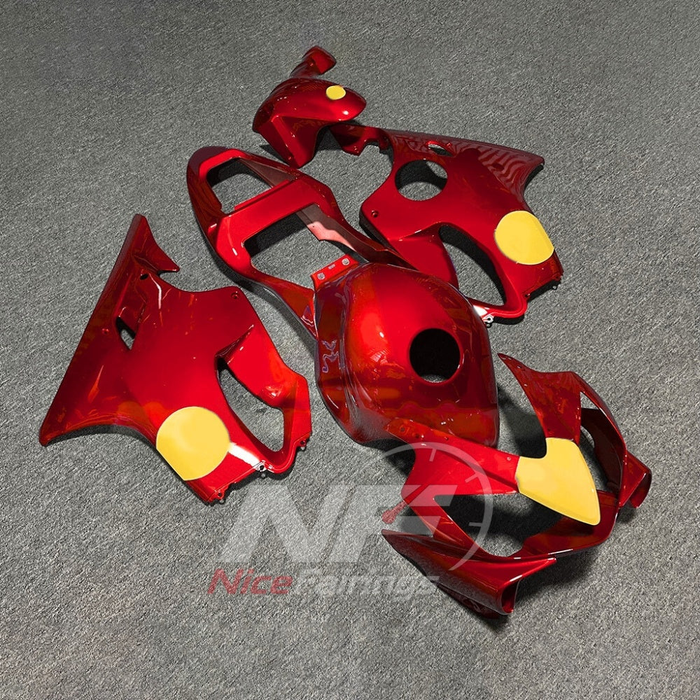 Sportbike Fairing Kit Fits 2001-2003 HONDA CBR600 F4i - ABS Plastic - Red Yellow | NiceFairings - side angle image