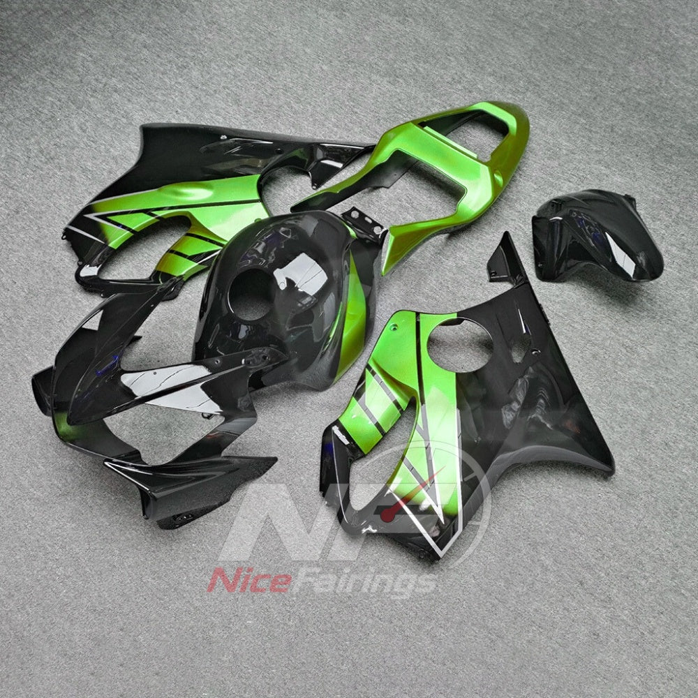 Fairing Kit Fits 2001-2003 HONDA CBR600 F4i - ABS Plastic - Green Black | NiceFairings - front angle image