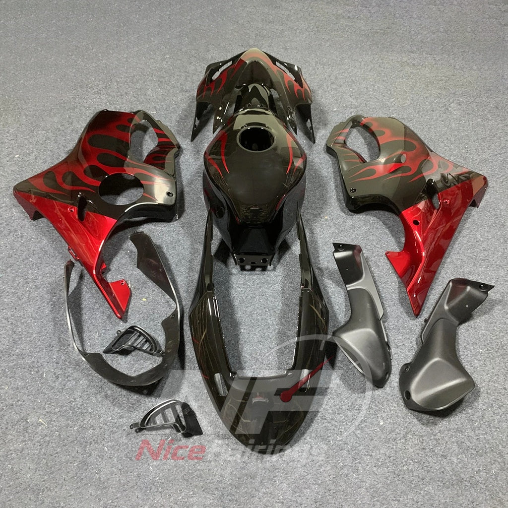 Replacement Fairings Fit 2004-2007 HONDA CBR600 F4i - ABS Plastic - Red Black Silver | NiceFairings - front angle image