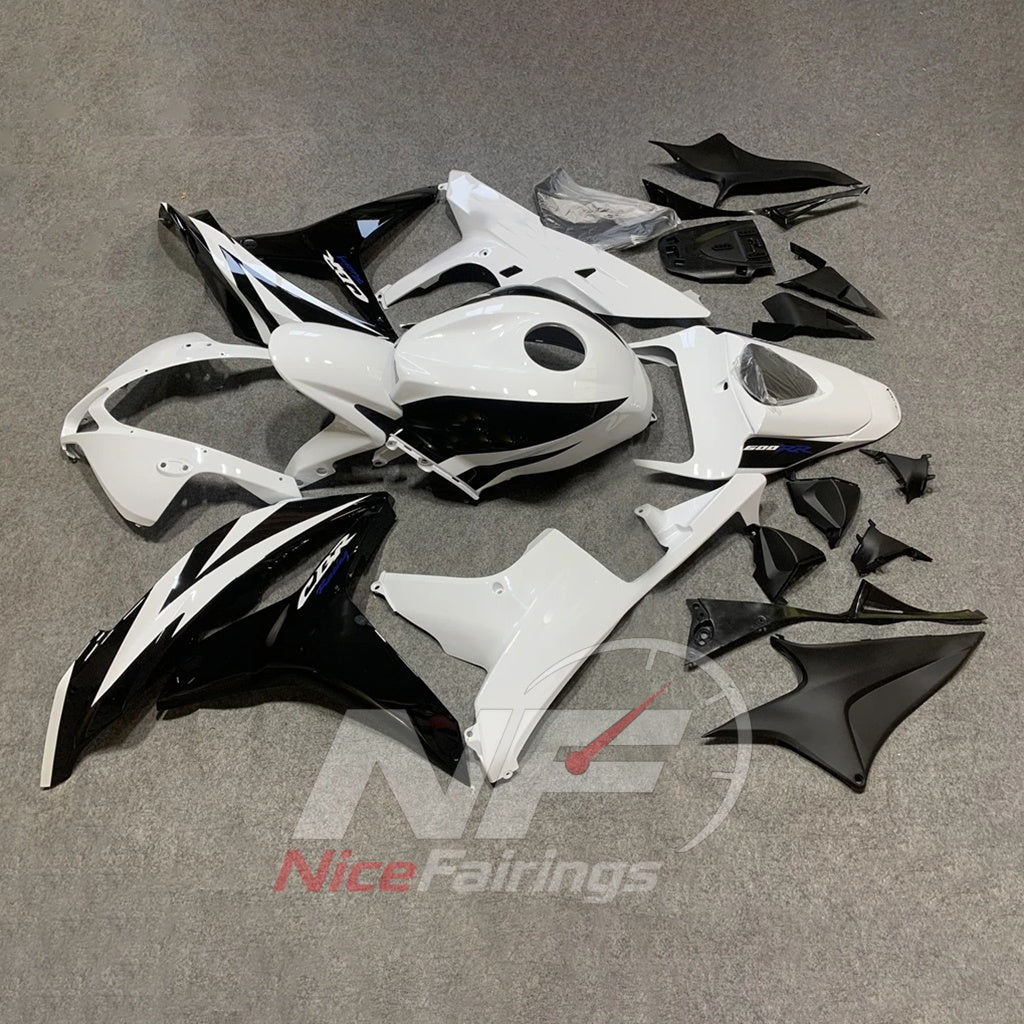 Painted White Injection-Molded Fairings Compatible with Honda CBR600RR F5 2007-2008 | NiceFairings - front angle image