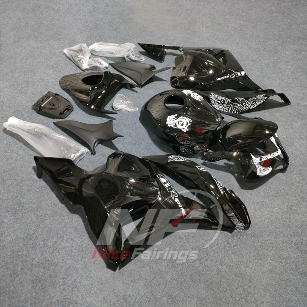 Black ABS Body Panel Kit Fits 2009-2012 HONDA CBR600RR F5 | NiceFairings - front angle image