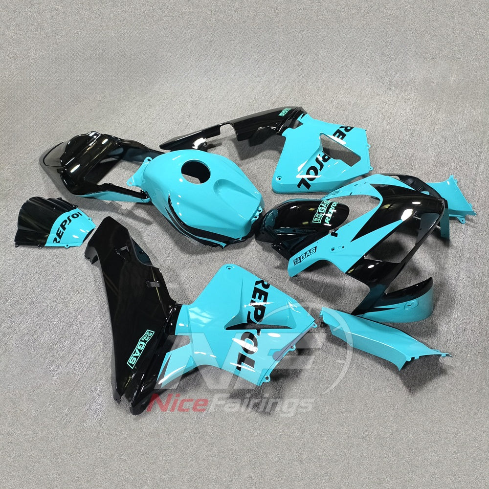 Replacement Blue Injection-Molded Cowling Set Fits HONDA CBR600RR F5 2003-2004 | NiceFairings - side angle image