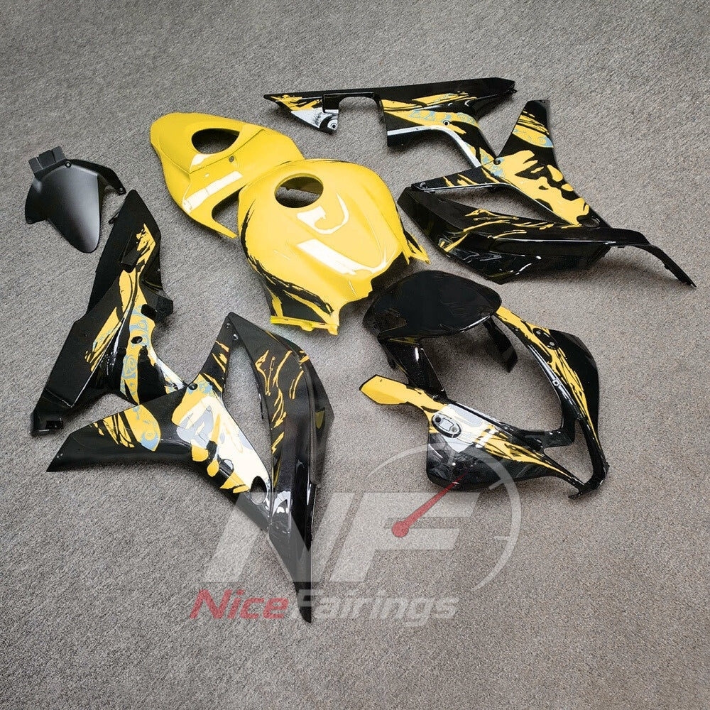 Replacement Yellow Sportbike Fairing Set Fits Honda CBR600RR F5 2007-2008 | NiceFairings - side angle image