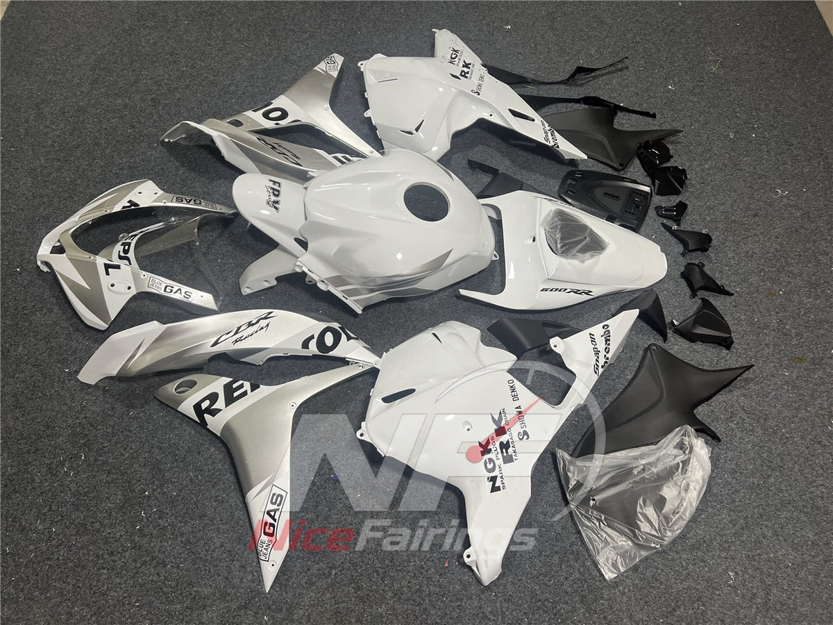 Painted White Injection-Molded Fairing Set Fits HONDA CBR600RR F5 2009-2012 | NiceFairings - side angle image