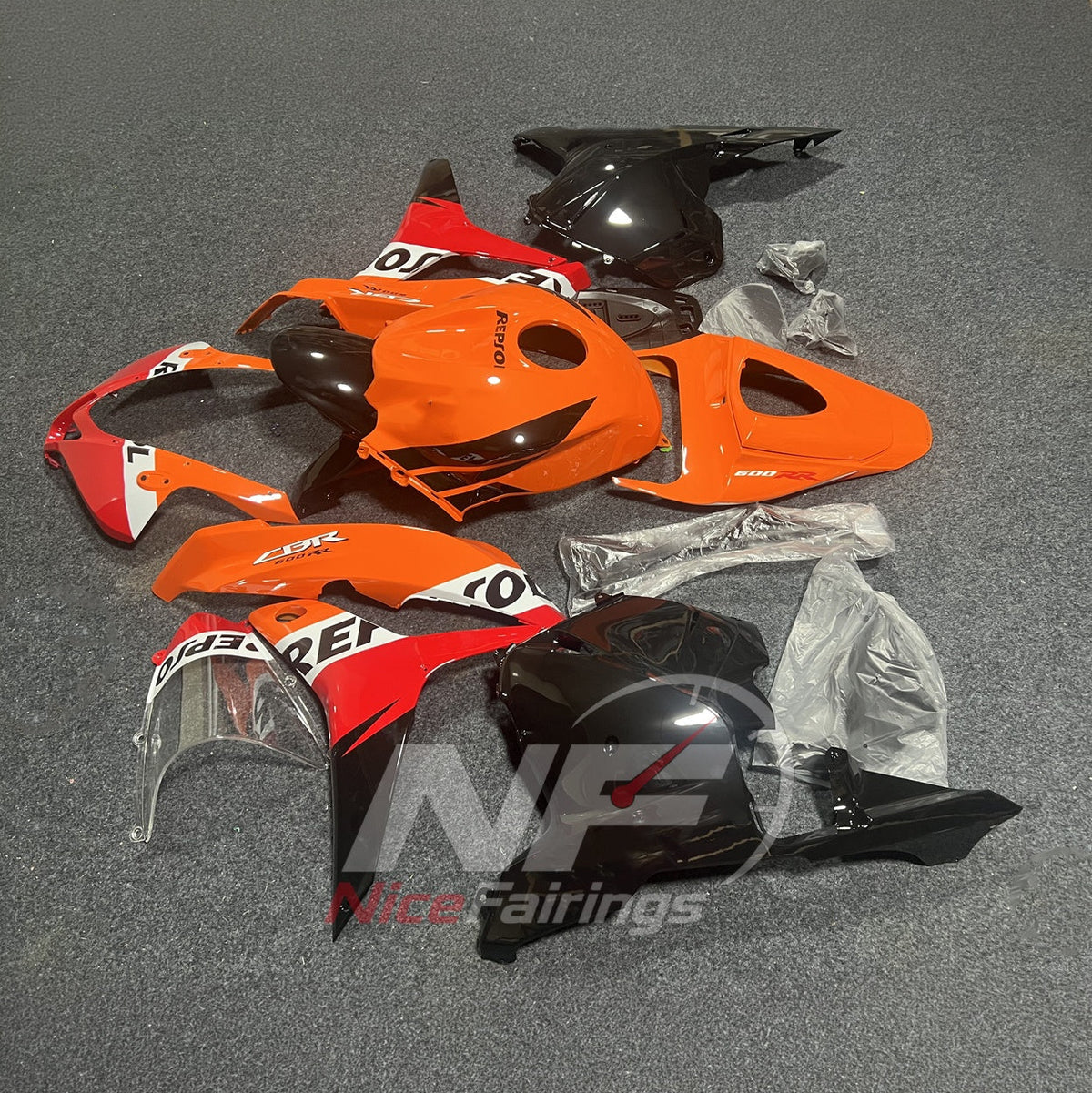 Orange ABS Cowling Set Fits 2009-2012 HONDA CBR600RR F5 | NiceFairings - side angle image