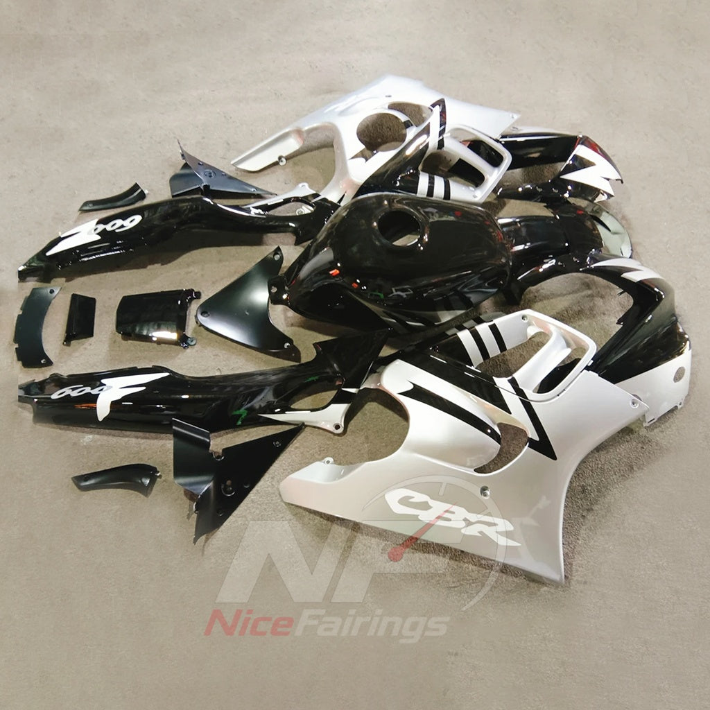Fairings Kit Fits 1997-1998 HONDA CBR600 F3 - ABS Plastic - White Black | NiceFairings - side angle image