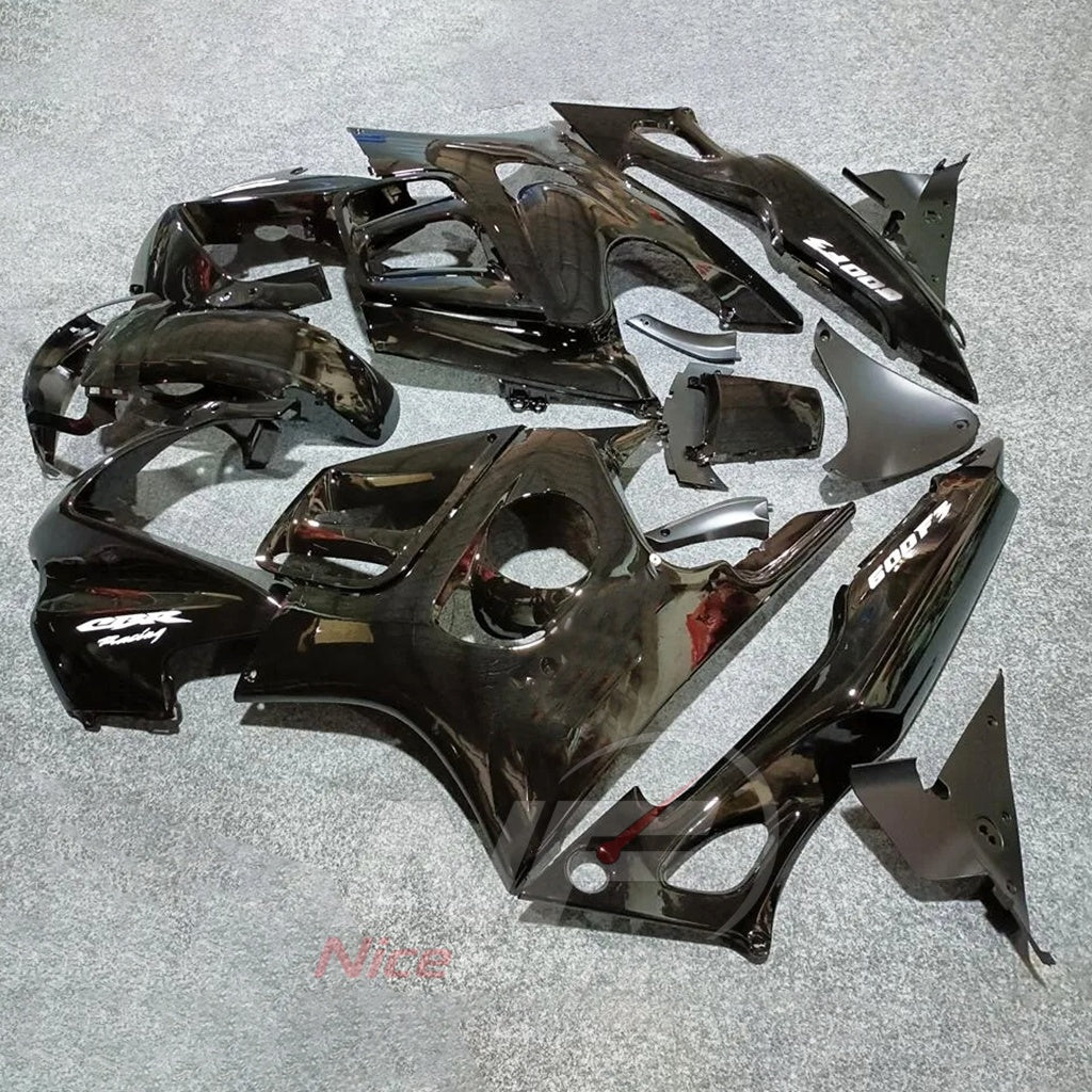 Fairing Kit Fits 1997-1998 HONDA CBR600 F3 - ABS Plastic - Gloss Black | NiceFairings - side angle image