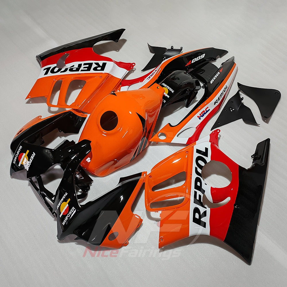 Sportbike Fairing Kit Fits 1997-1998 HONDA CBR600 F3 - ABS Plastic - Orange White Black | NiceFairings - side angle image