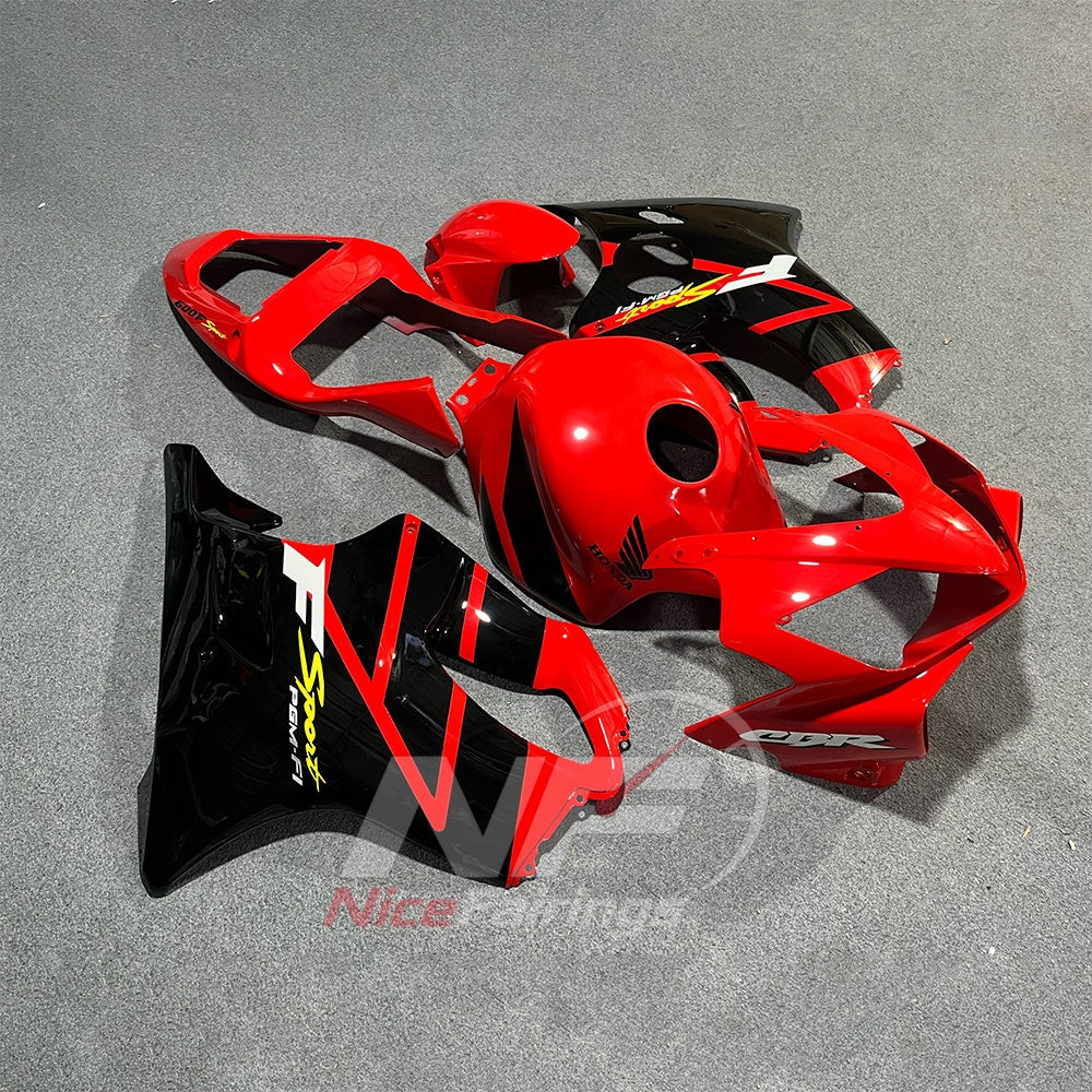 Fairing Kit Fits 2001-2003 HONDA CBR600 F4i - ABS Plastic - Red Black Lightning | NiceFairings - side angle image