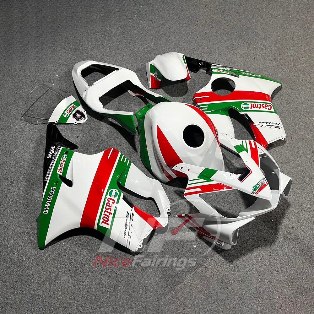 Motorcycle Fairing Kit Fits 2001-2003 HONDA CBR600 F4i - ABS Plastic - White Green Red | NiceFairings - front angle image